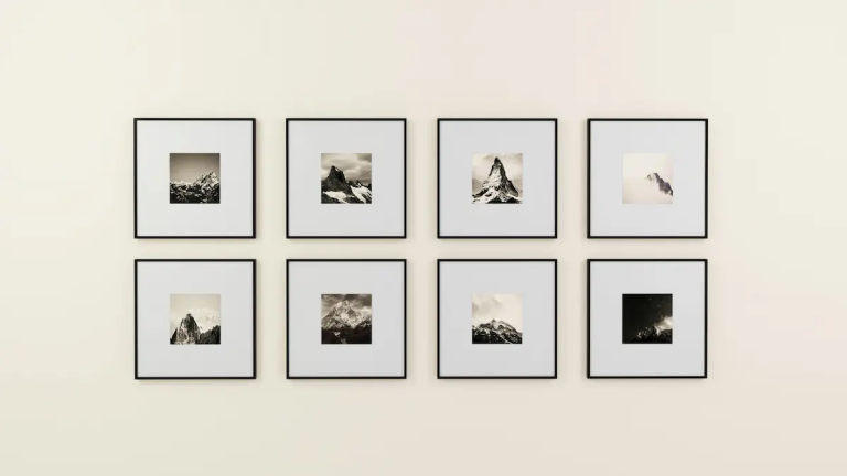 good photography shown as a consistent grid of framed prints illustrating visual standards