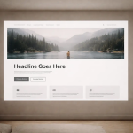 Hero images on websites displayed as a large homepage hero section projected on a wall to illustrate visual dominance and expectation setting