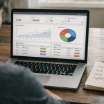 photography standards for saas websites shown on a laptop dashboard with notes on clarity, task, trust, and legibility